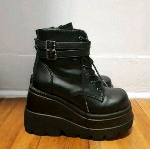 Demonia leather platform shoes